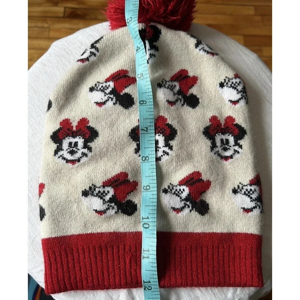 Adorable Coquette Cozy Disney Junior Minnie Mouse Cream Warm Fall Stretch Beanie